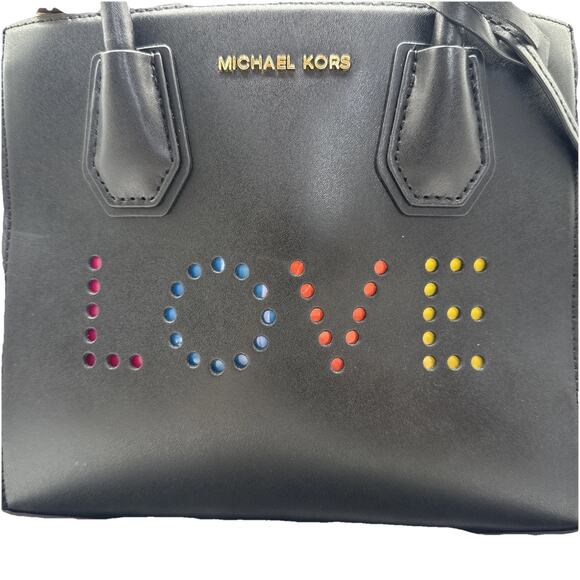 NWT Michael Kors Black Mercer Medium Messenger Purse LOVE Light Up Tested Works - Picture 4 of 15